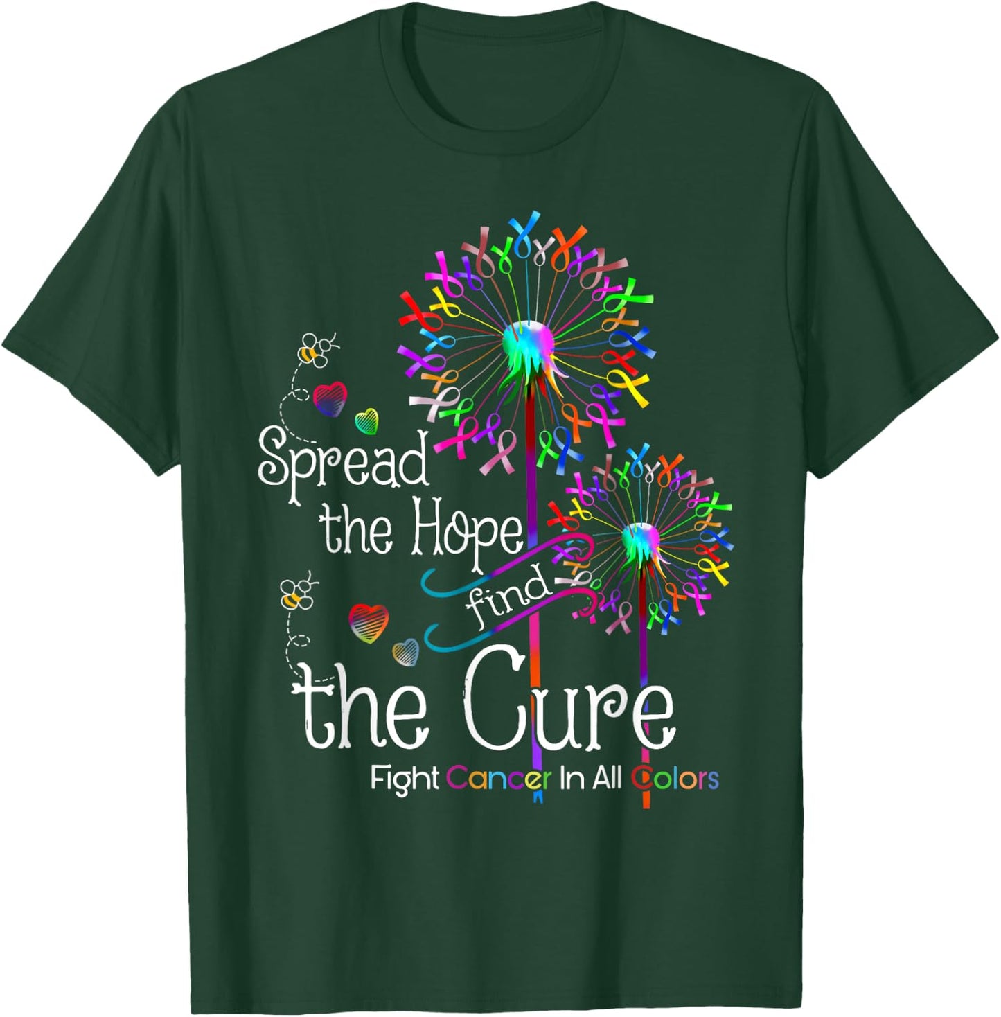 Fight Cancer In All Color Spread-Hope Find A Cure T-Shirt - T-Shirt | Forest