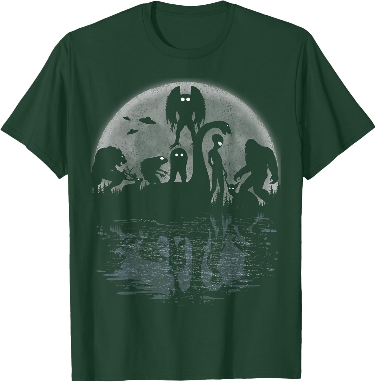 Bigfoot Loch Ness Monster Mothman And Aliens Funny Cryptid T-Shirt - T-Shirt | Forest