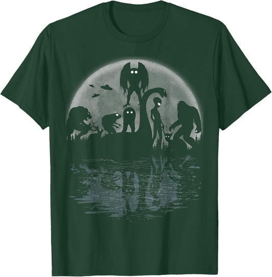 Bigfoot Loch Ness Monster Mothman And Aliens Funny Cryptid T-Shirt - T-Shirt | Forest