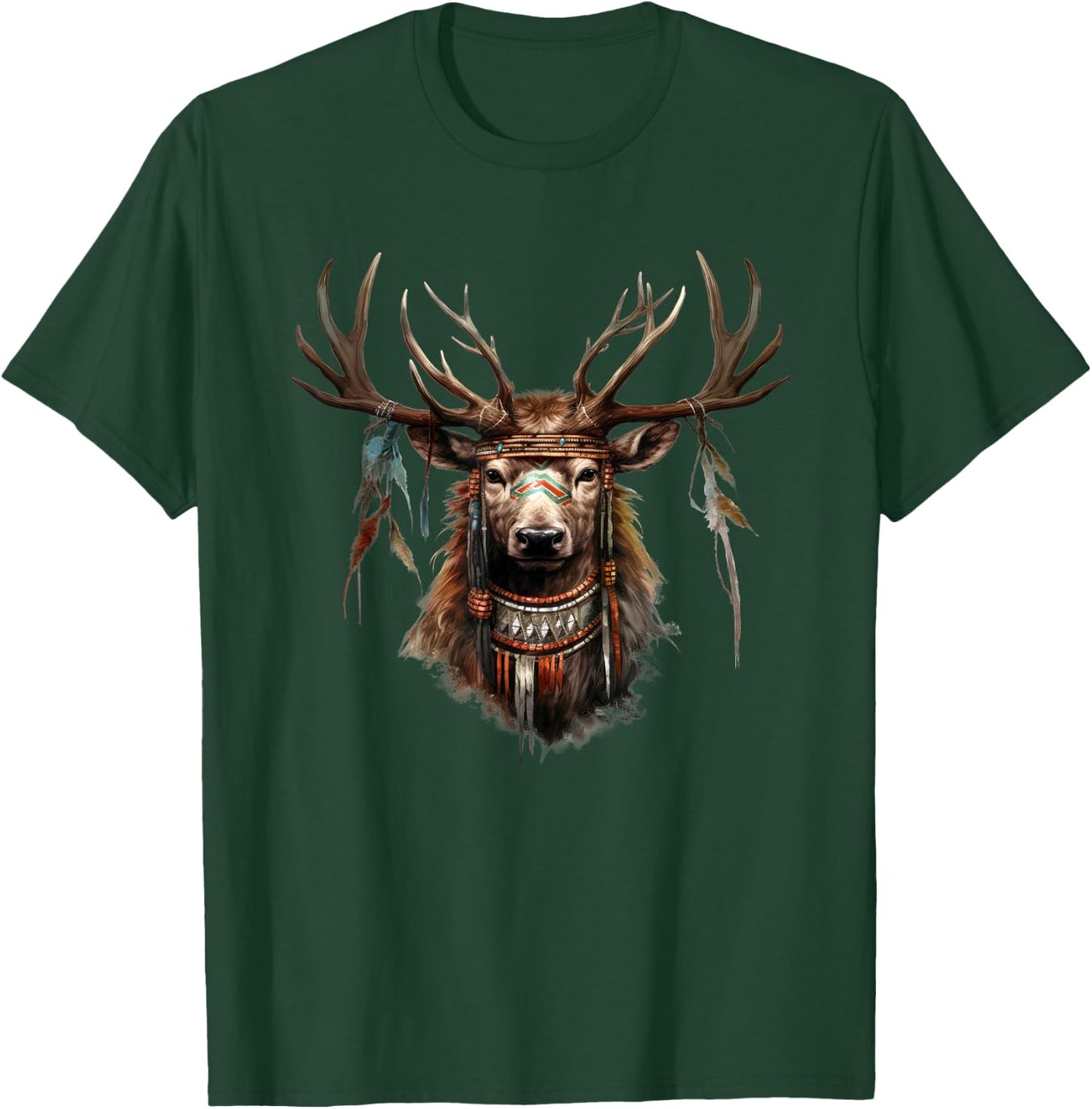 American Deer Natural Esoteric Indian Jewelry Buffalo T-Shirt - T-Shirt | Forest