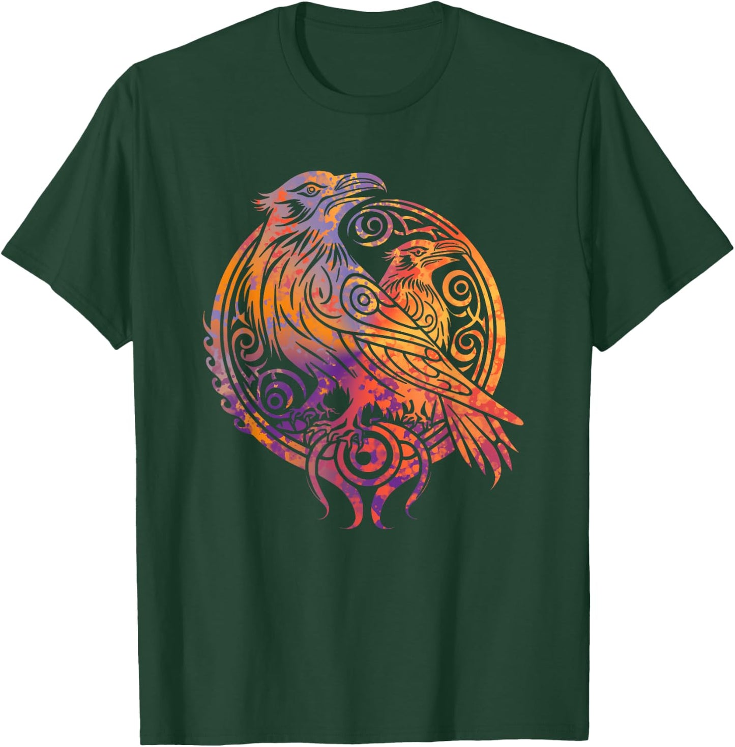 Odins Raven Norse Mythology Viking Birds Celtic Knots Asgard T-Shirt - T-Shirt | Forest