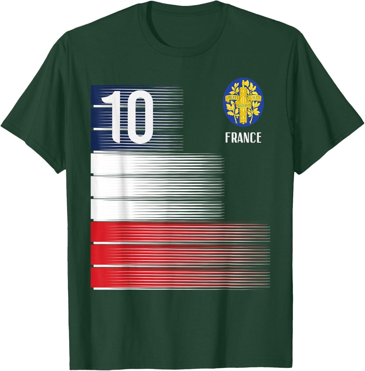France Flag Number 10 French Soccer Men Women Boys Girl Kids T-Shirt - T-Shirt | Forest