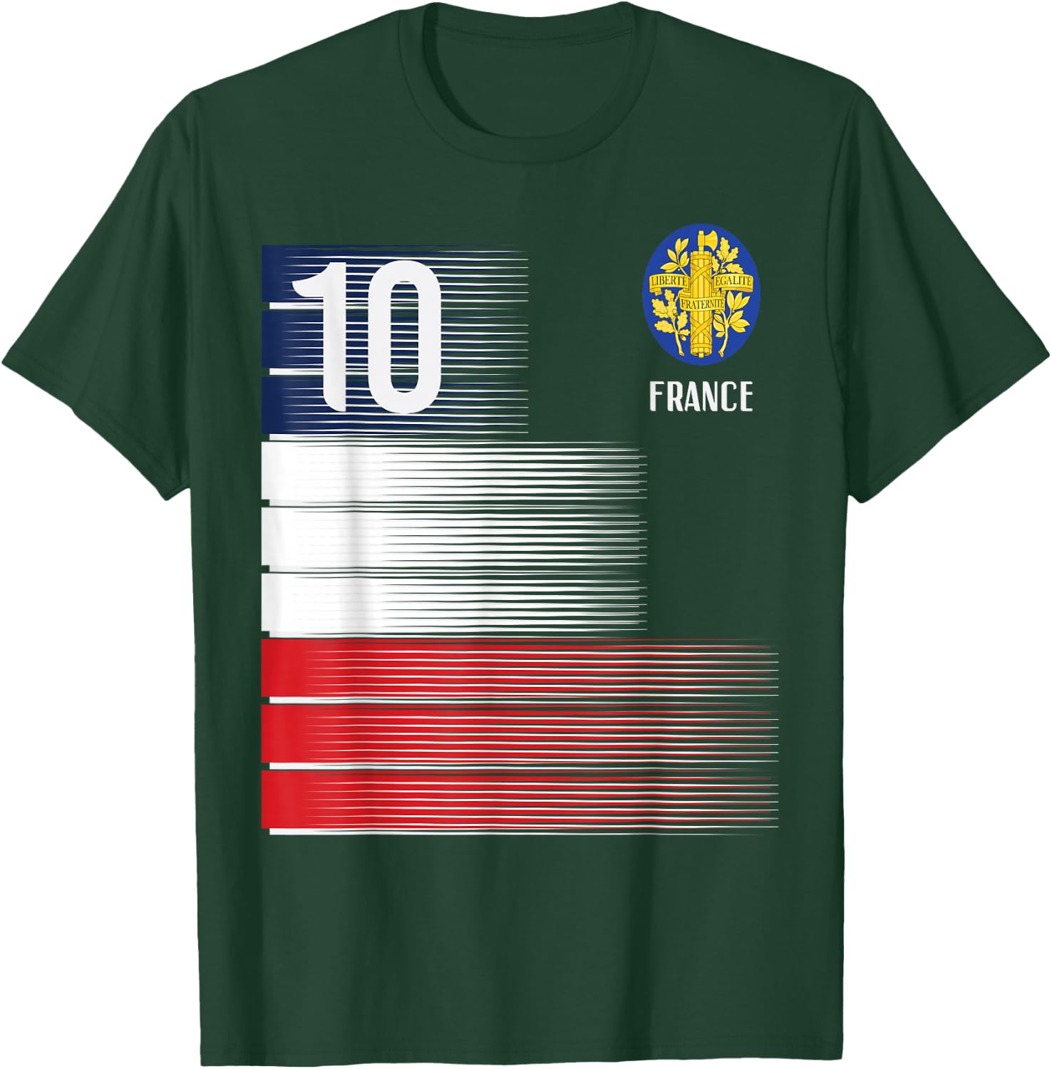 France Flag Number 10 French Soccer Men Women Boys Girl Kids T-Shirt - T-Shirt | Forest