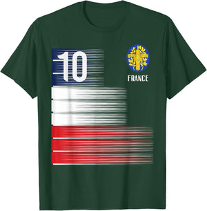 France Flag Number 10 French Soccer Men Women Boys Girl Kids T-Shirt - T-Shirt | Forest
