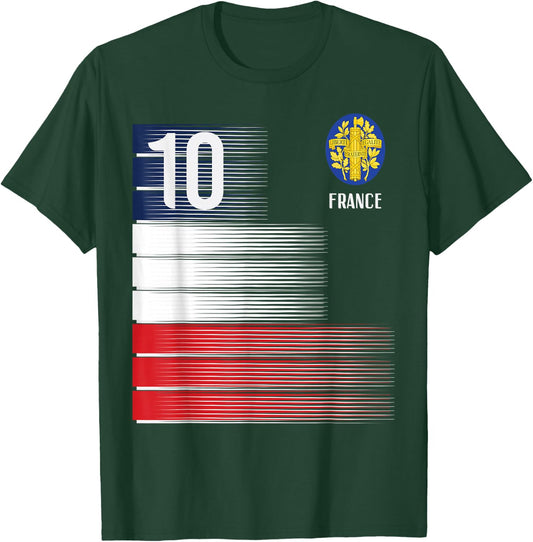 France Flag Number 10 French Soccer Men Women Boys Girl Kids T-Shirt - T-Shirt | Forest