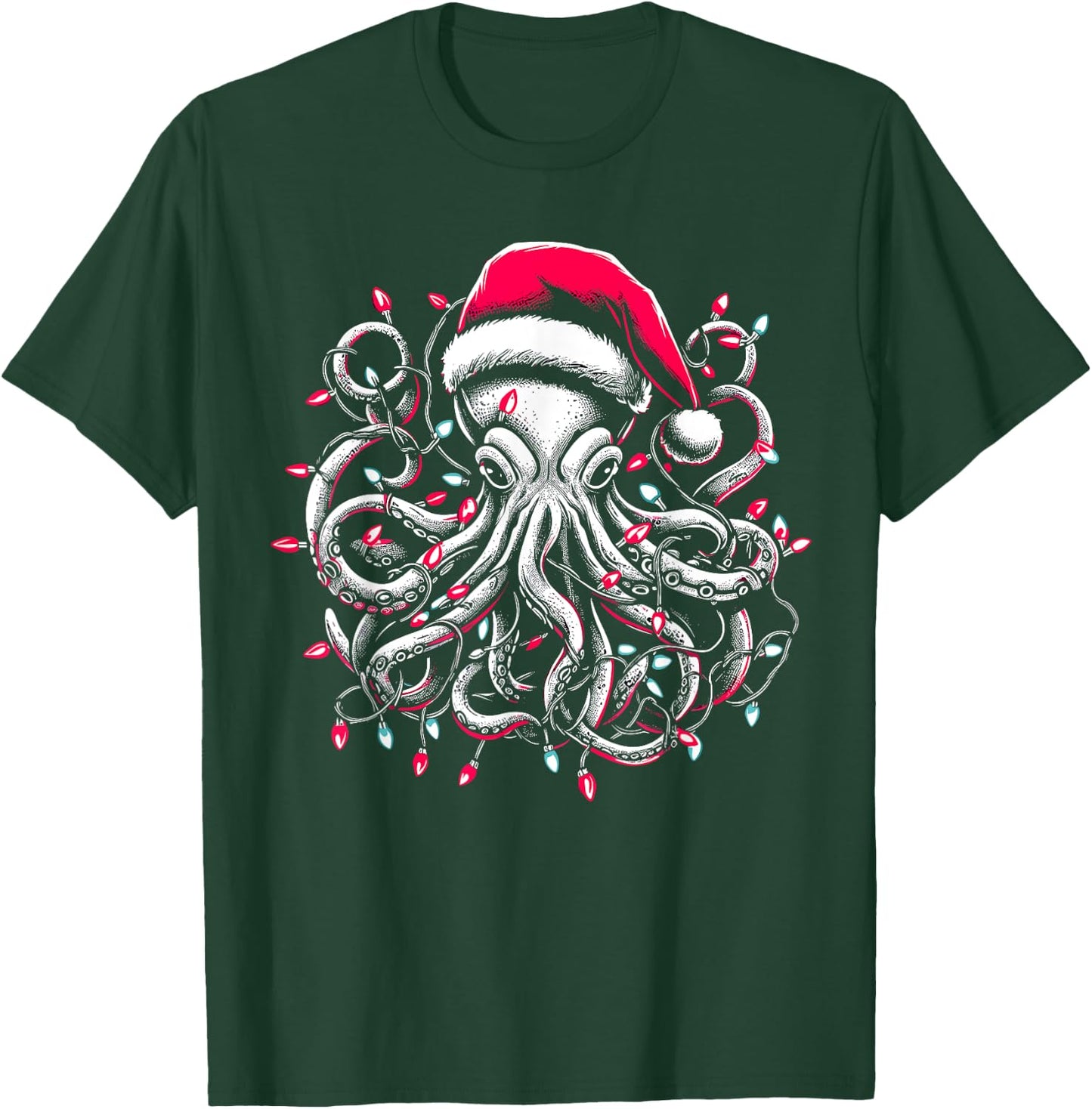 Octopus Christmas Lights Octopus Lover Men Women T-Shirt - T-Shirt | Forest
