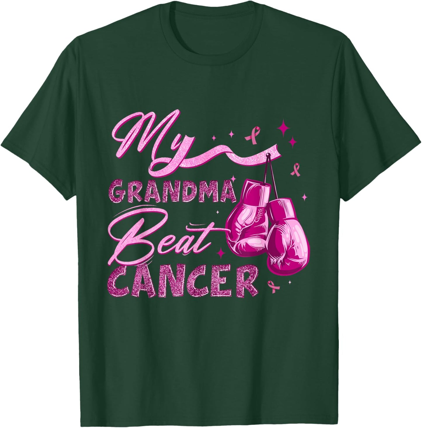 My Grandma Beat Cancer Breast Cancer Awareness Support Squad T-Shirt - T-Shirt | Forest