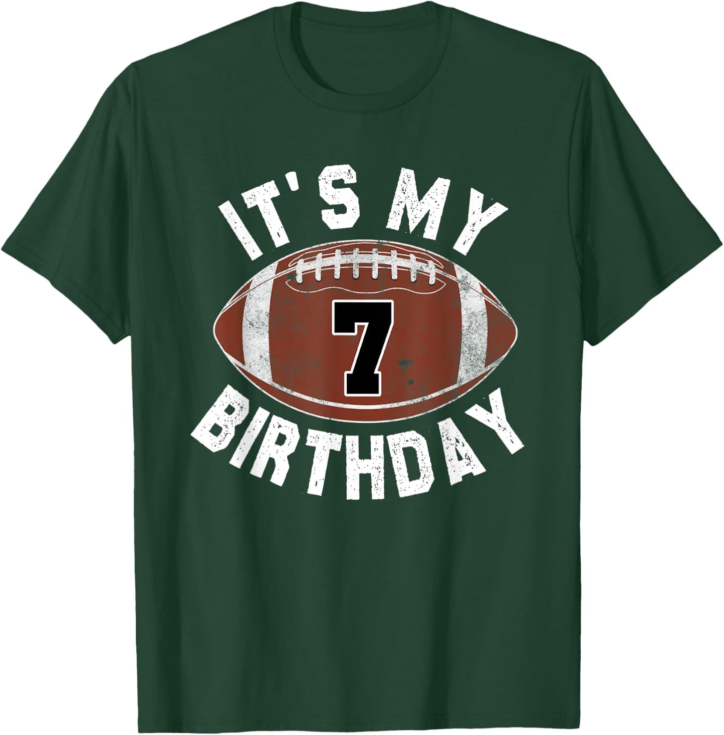 It's My 7th Birthday Boy 7 Year Old Football Player Kids T-Shirt - T-Shirt | Forest