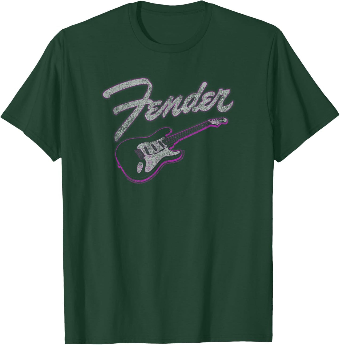 Fender Neon Guitar Outline Centered Logo T-Shirt - T-Shirt | Forest