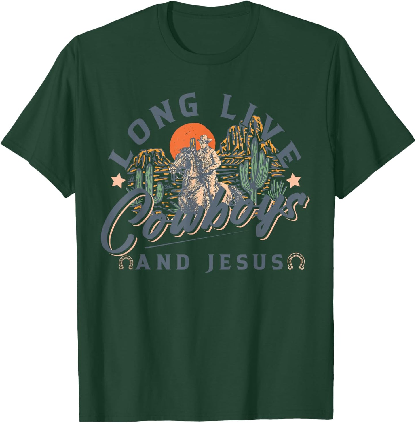 Cowboys And Jesus, Western Christian, Religious T-Shirt - T-Shirt | Forest