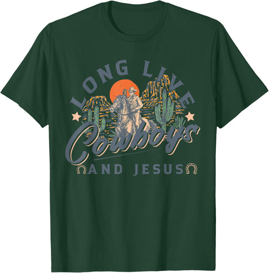 Cowboys And Jesus, Western Christian, Religious T-Shirt - T-Shirt | Forest