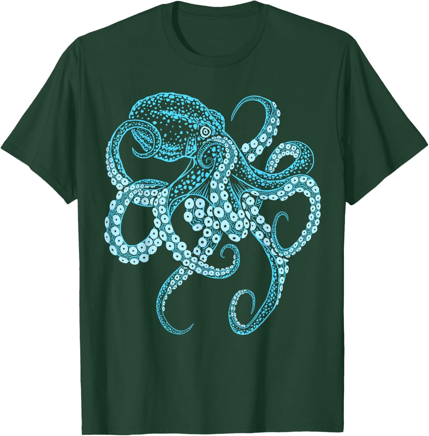 Octopus deep-sea blue kraken in combat stance T-Shirt - T-Shirt | Forest