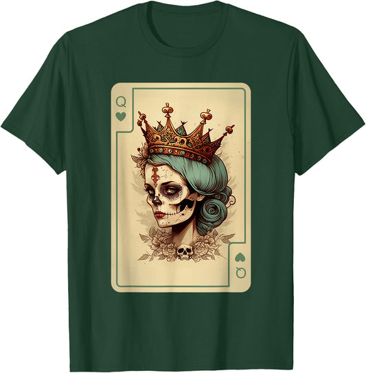 Queen of Hearts Gothic Poker Card Game Halloween Creepy T-Shirt - T-Shirt | Forest