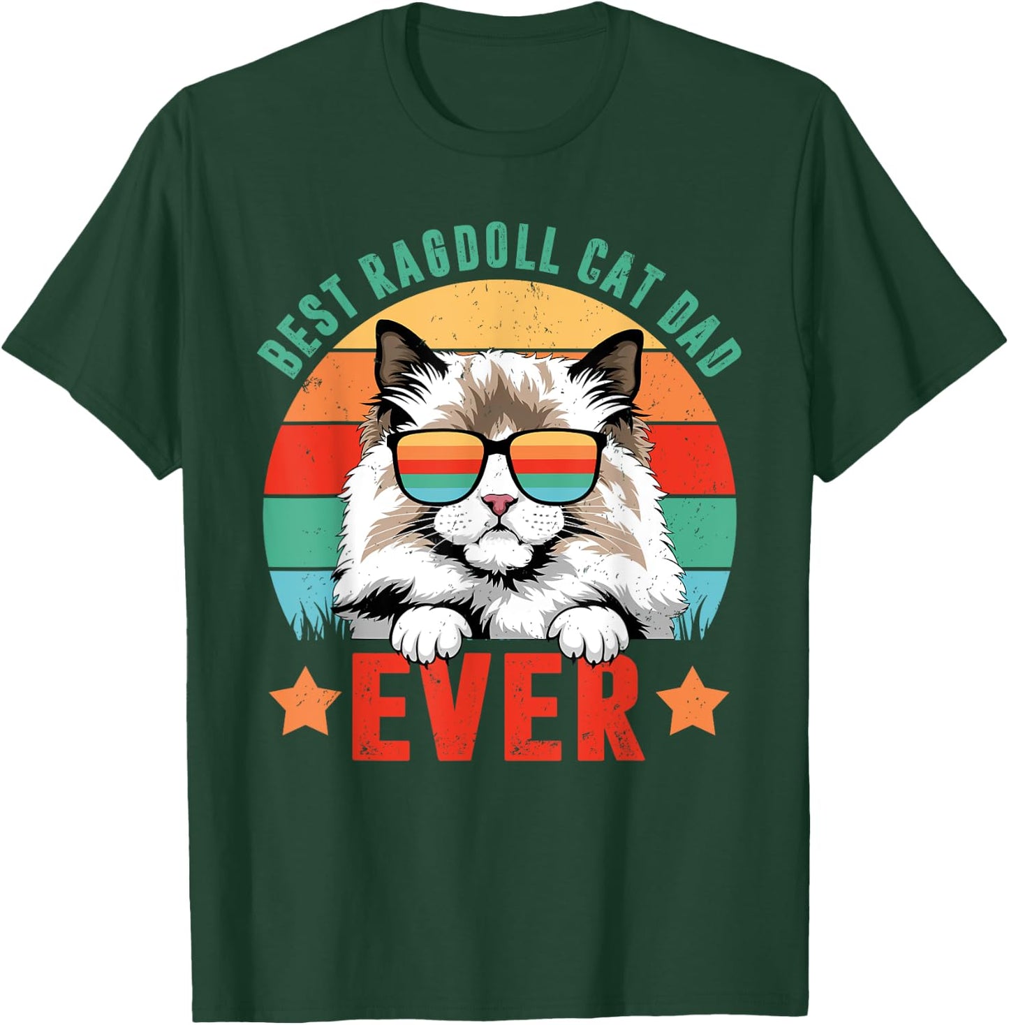 Retro Vintage Best Ragdoll Cat Ever Daddy Fathers Day T-Shirt - T-Shirt | Forest
