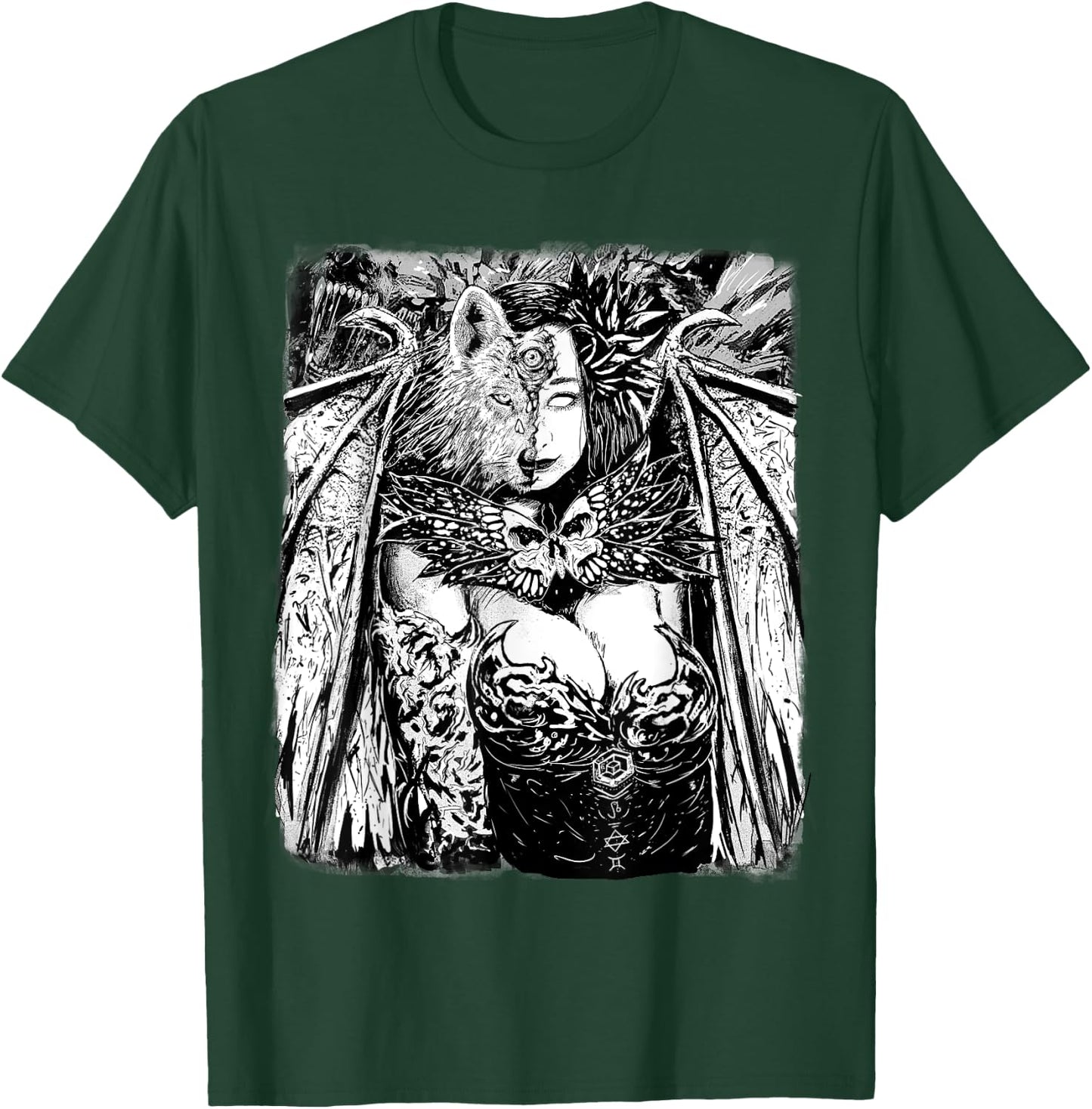 Gothic Succubus Dragon Lady Manga Art - Sexy Manga Girl T-Shirt - T-Shirt | Forest