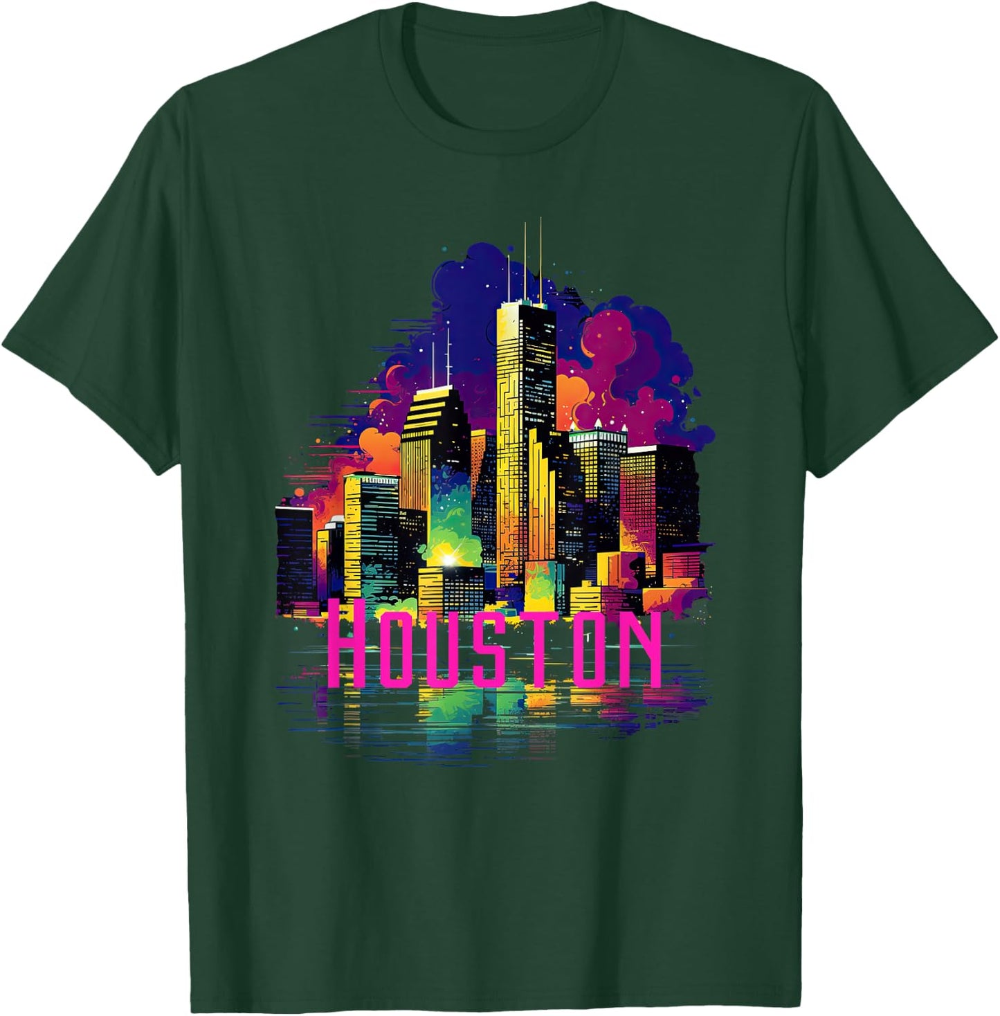 Houston Texas City Downtown Skyline Texas HOU T-Shirt - T-Shirt | Forest