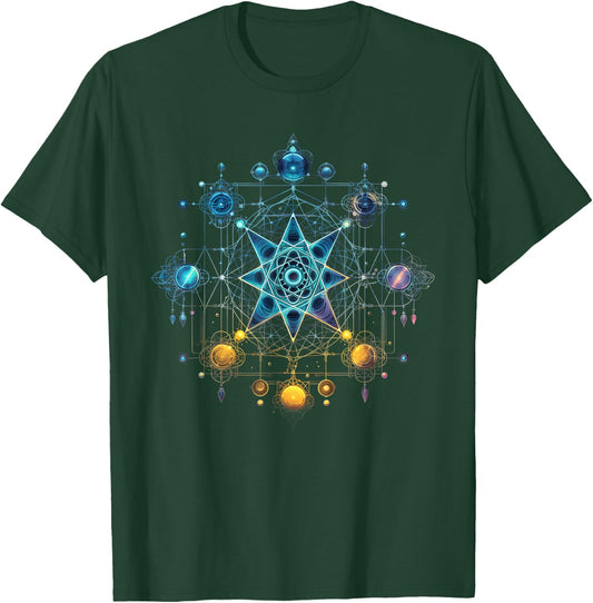 Sacred Geometry Flower of Life Metatron's Cube T-Shirt - T-Shirt | Forest