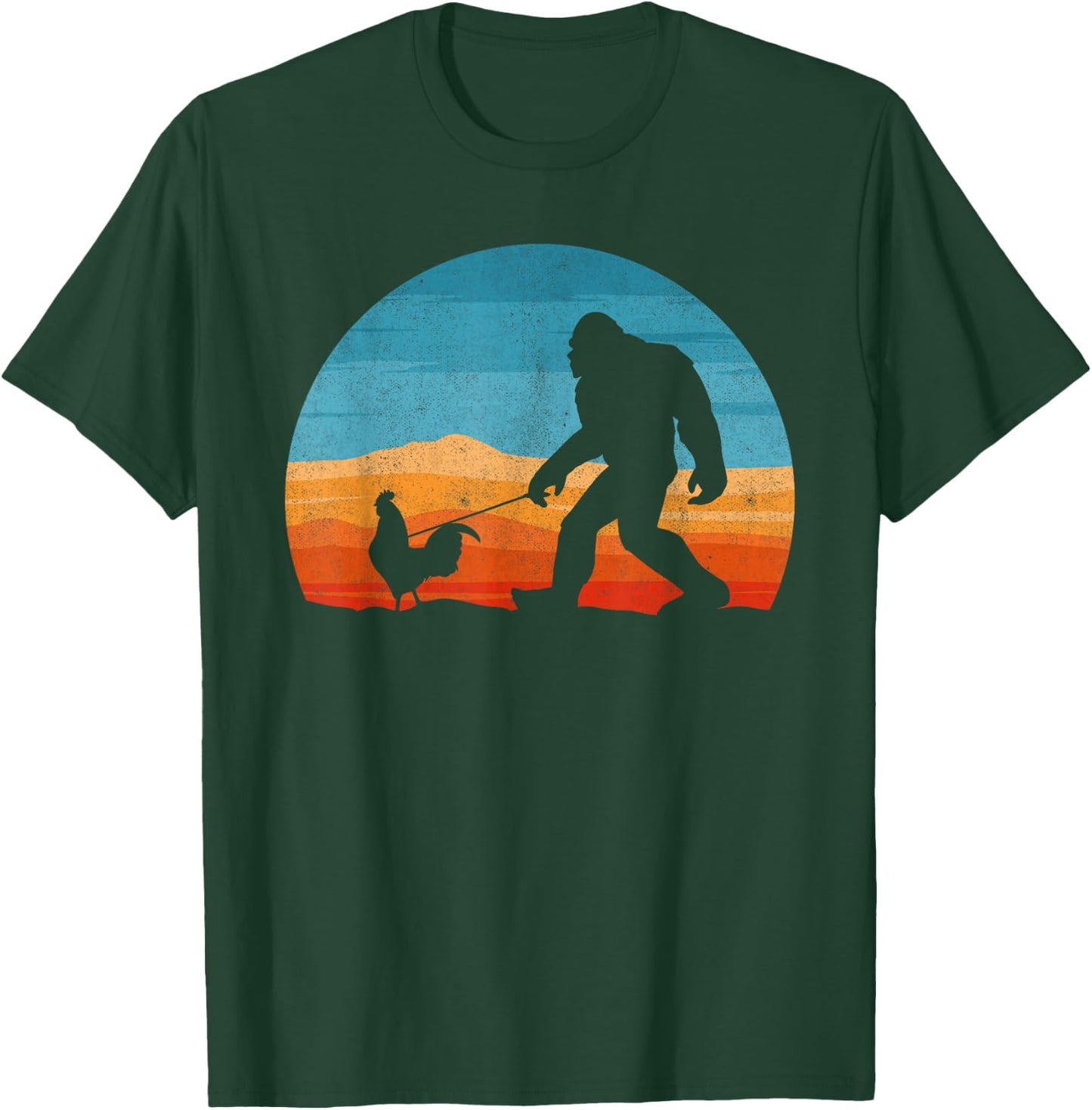 Bigfoot Walking Rooster Sasquatch Chicken Lover T-Shirt - T-Shirt | Forest