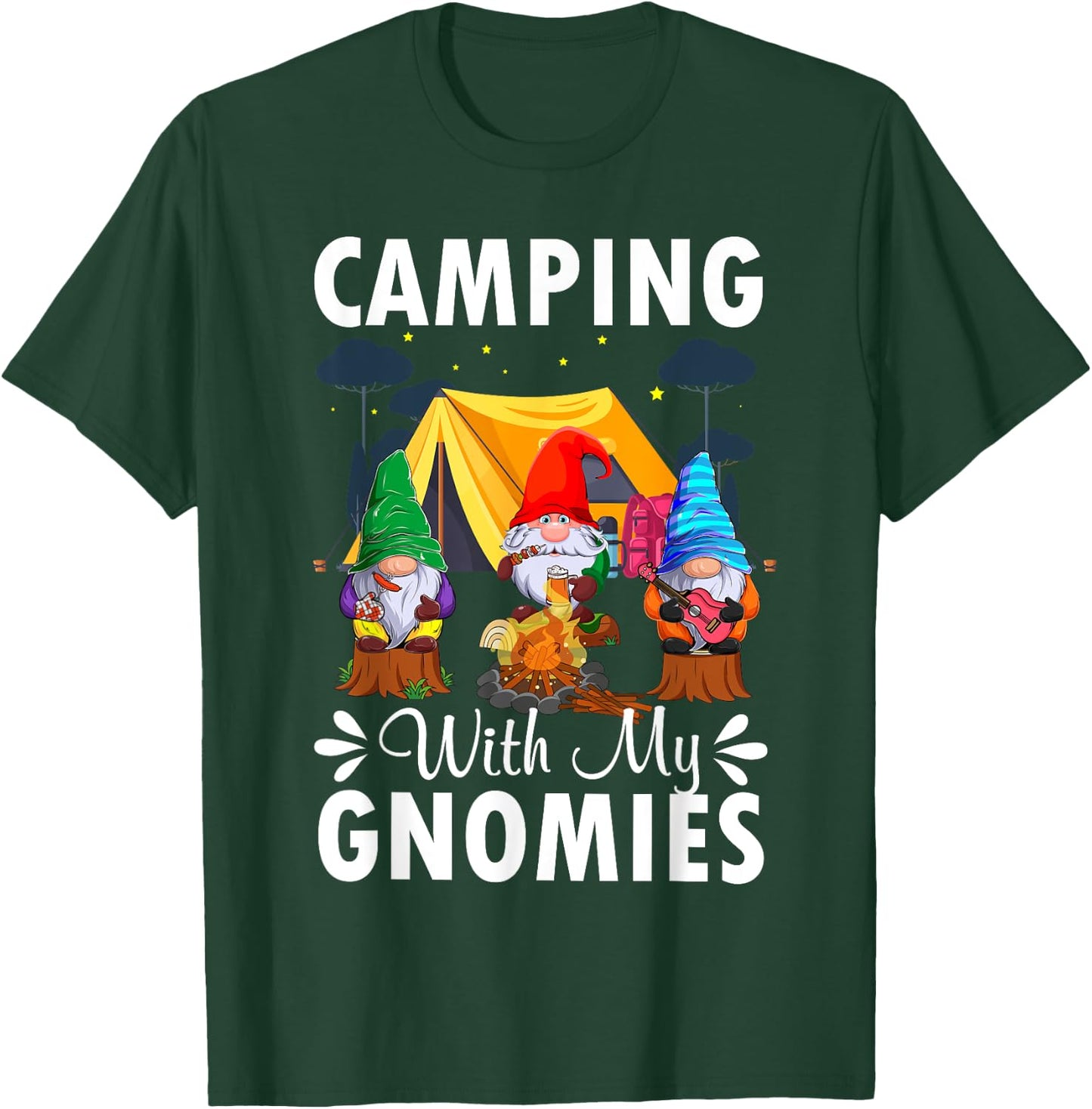 Funny Camping With My Gnomies Gnome Lovers Hikers Campers T-Shirt - T-Shirt | Forest