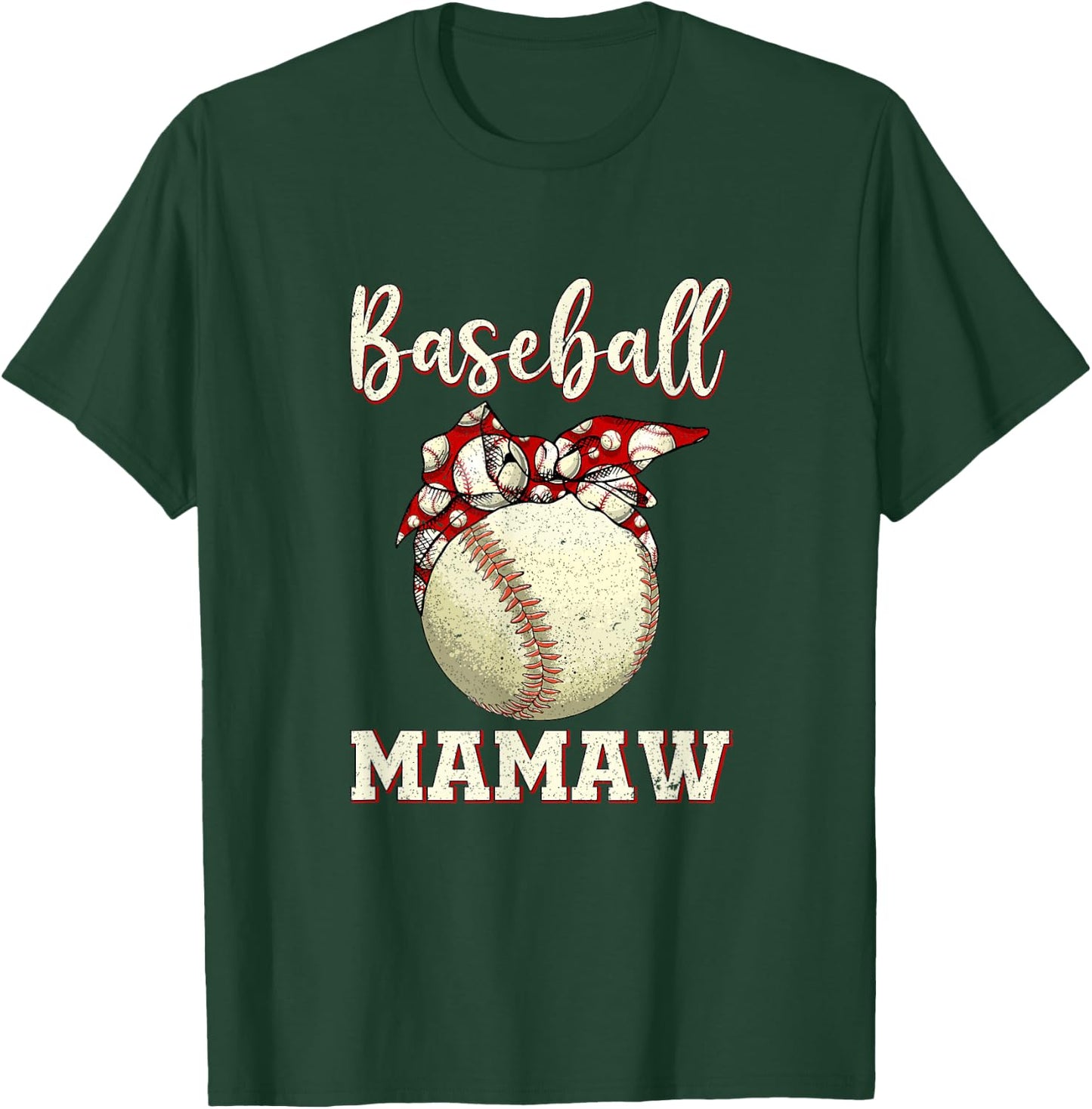Vintage Baseball Mamaw Softball Leopard Mother's Day T-Shirt - T-Shirt | Forest