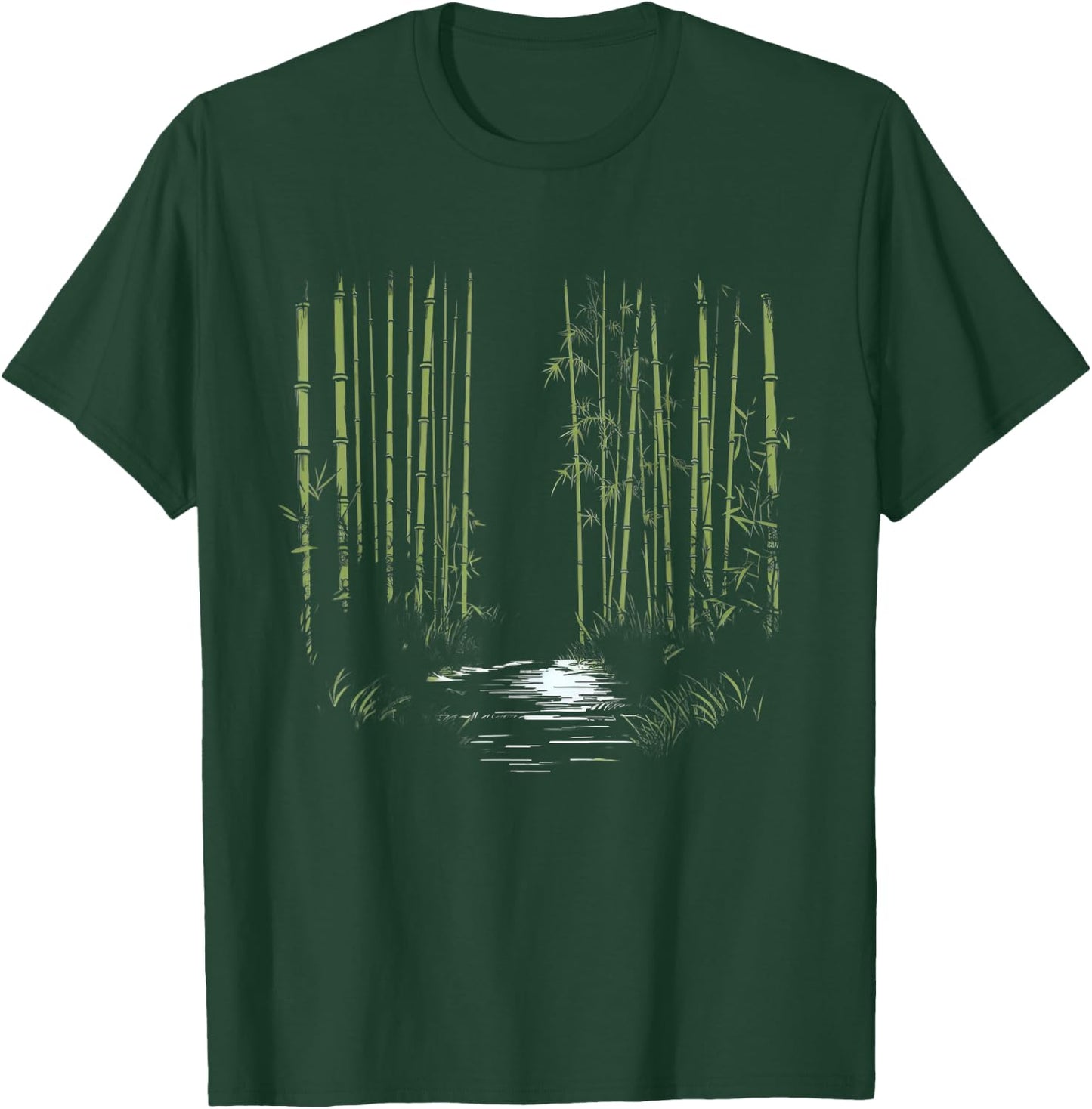Minimalist Asian Bamboo Forest Line Art Nature T-Shirt - T-Shirt | Forest
