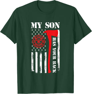 My Son Is A Firefighter Dad Fireman Father Son Firefighter T-Shirt - T-Shirt | Forest