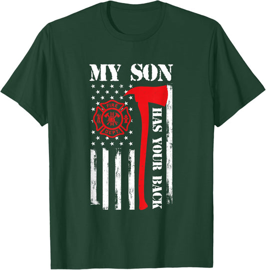My Son Is A Firefighter Dad Fireman Father Son Firefighter T-Shirt - T-Shirt | Forest