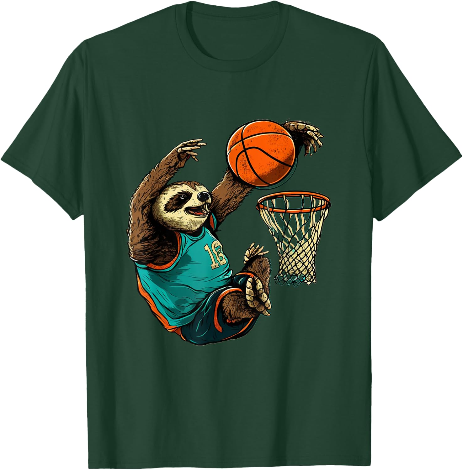 Basketball Sloth Bball Team Sport Funny Basketball Player T-Shirt - T-Shirt | Forest