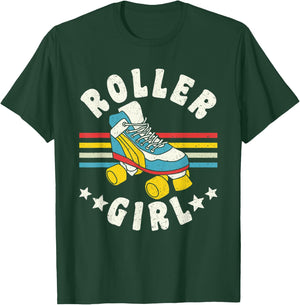 Roller Girl Vintage Retro Roller Derby T-Shirt - T-Shirt | Forest