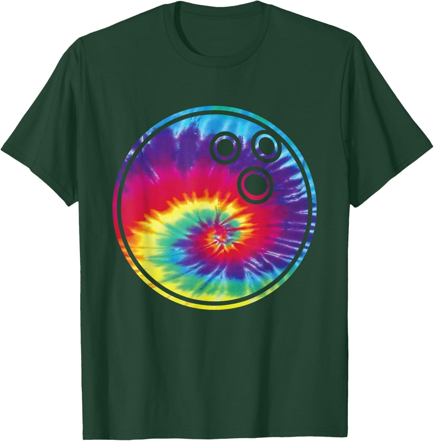 Bowling Tie Dye Rainbow Kids Boys Teenage Men Girls Gift Fun T-Shirt - T-Shirt | Forest