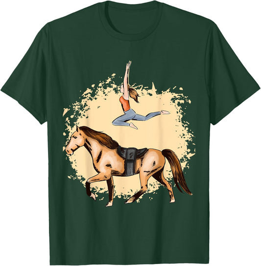 Horse Lovers Horseback Riding Trick Equestrian Saddle T-Shirt - T-Shirt | Forest