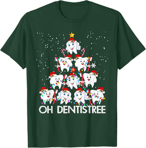 Oh Dentistree Toothbrush Teeth Xmas Lights Tree Christmas T-Shirt - T-Shirt | Forest