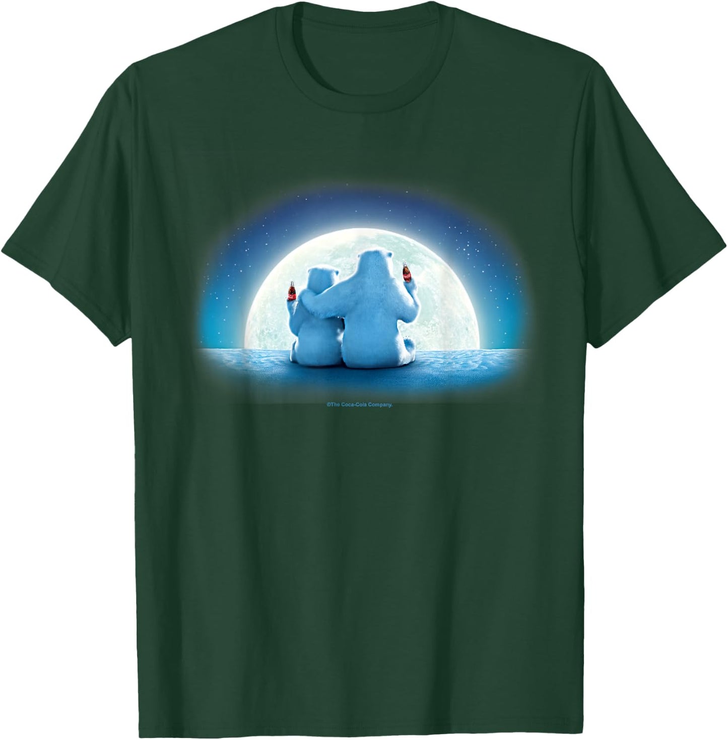 Coca-Cola Christmas Polar Bears Moonlight Portrait T-Shirt - T-Shirt | Forest