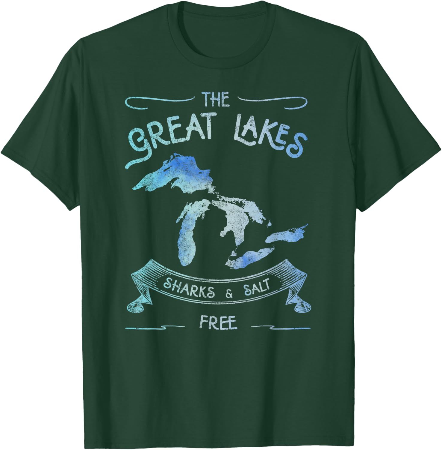 Sharks and Salt Free Great Lakes State Michigan Vacation T-Shirt - T-Shirt | Forest