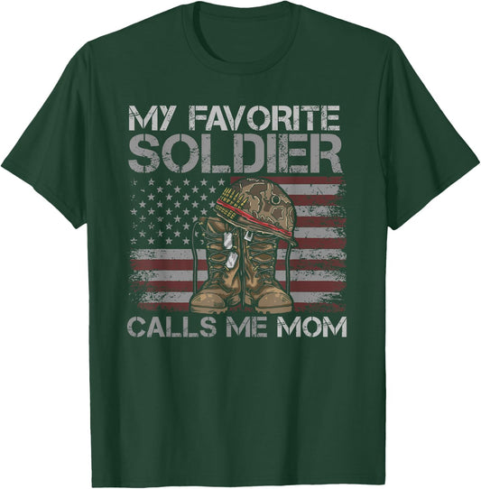 My Favorite Soldier Proud Military Mom T-Shirt - T-Shirt | Forest