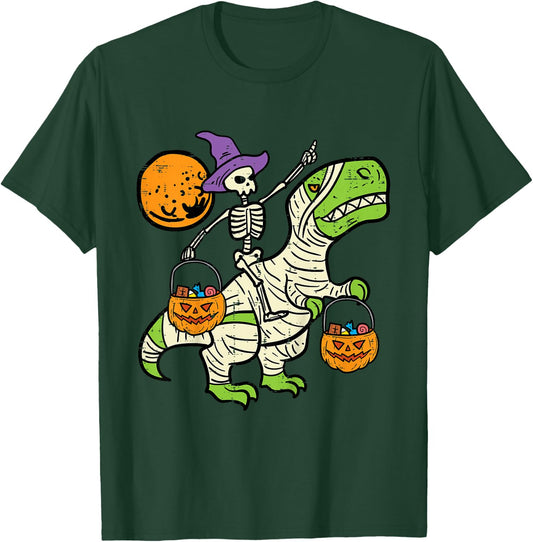Kids Skeleton Dino Pumpkin Halloween Costume Toddler Boys Kids T-Shirt - T-Shirt | Forest