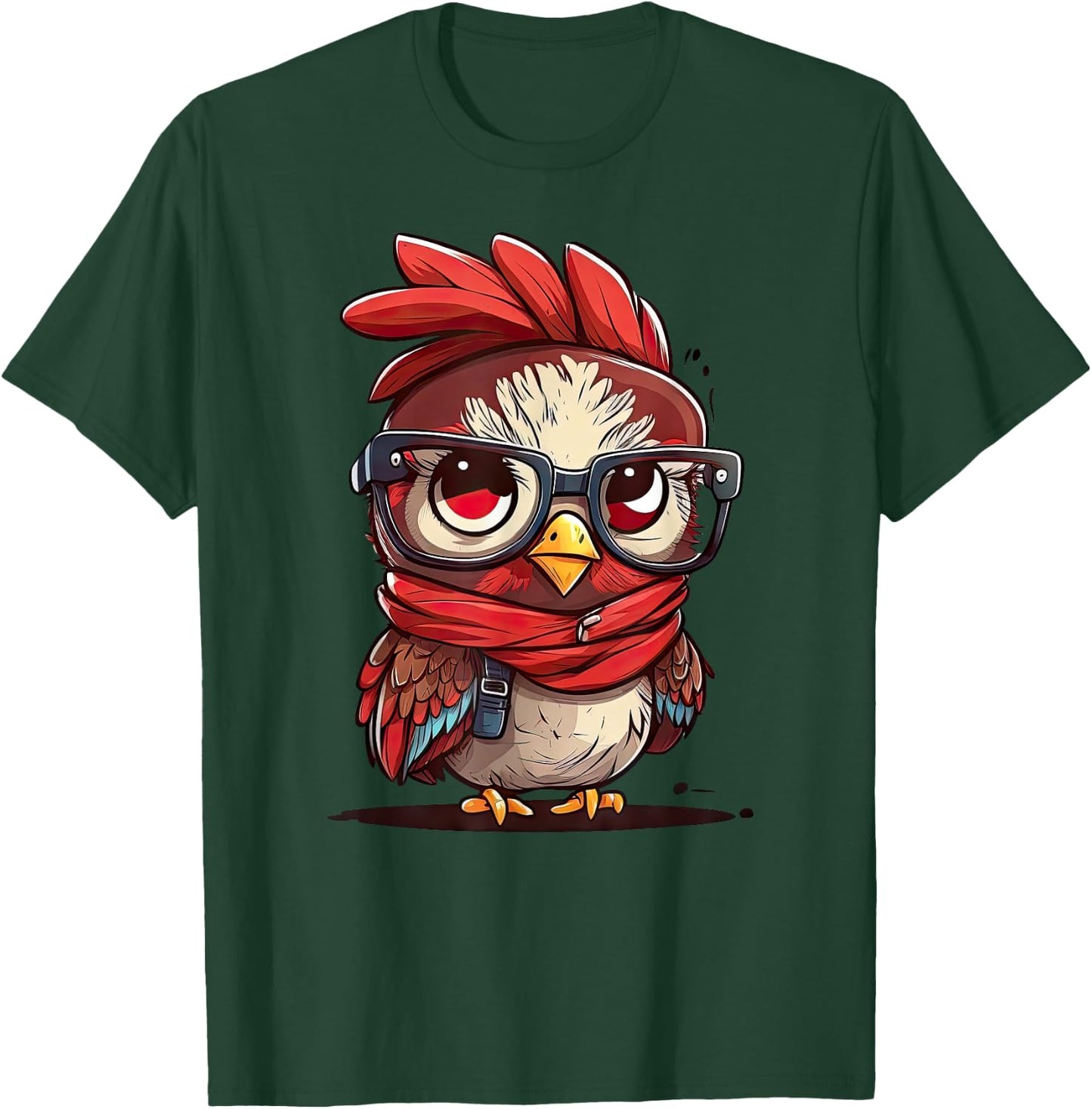 Cute Chicken With Bandana Headband and Glasses Women Girl T-Shirt - T-Shirt | Forest