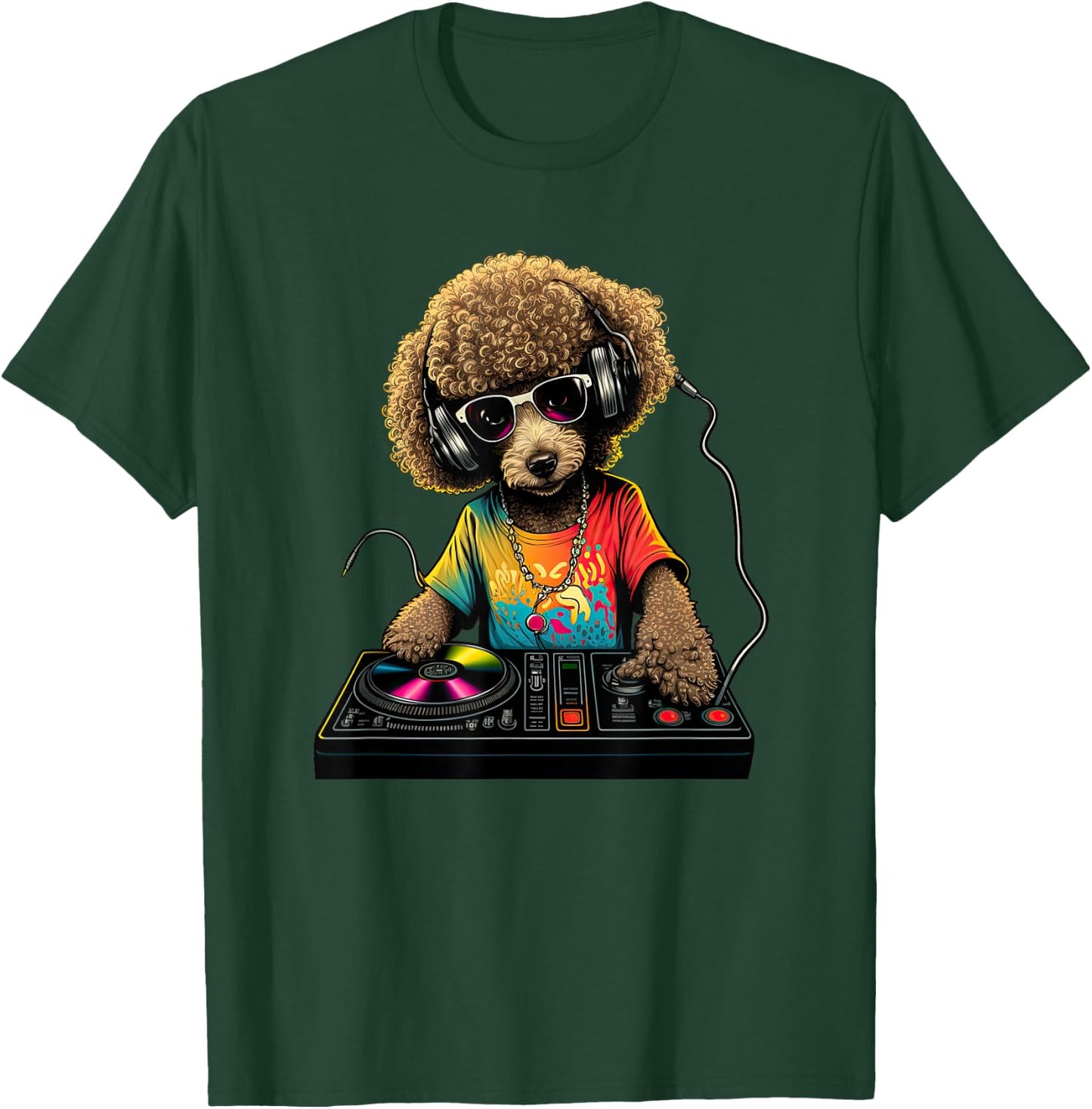 Funny Poodle Dog Miniature Poodle Toy Poodle DJ Electronic T-Shirt - T-Shirt | Forest