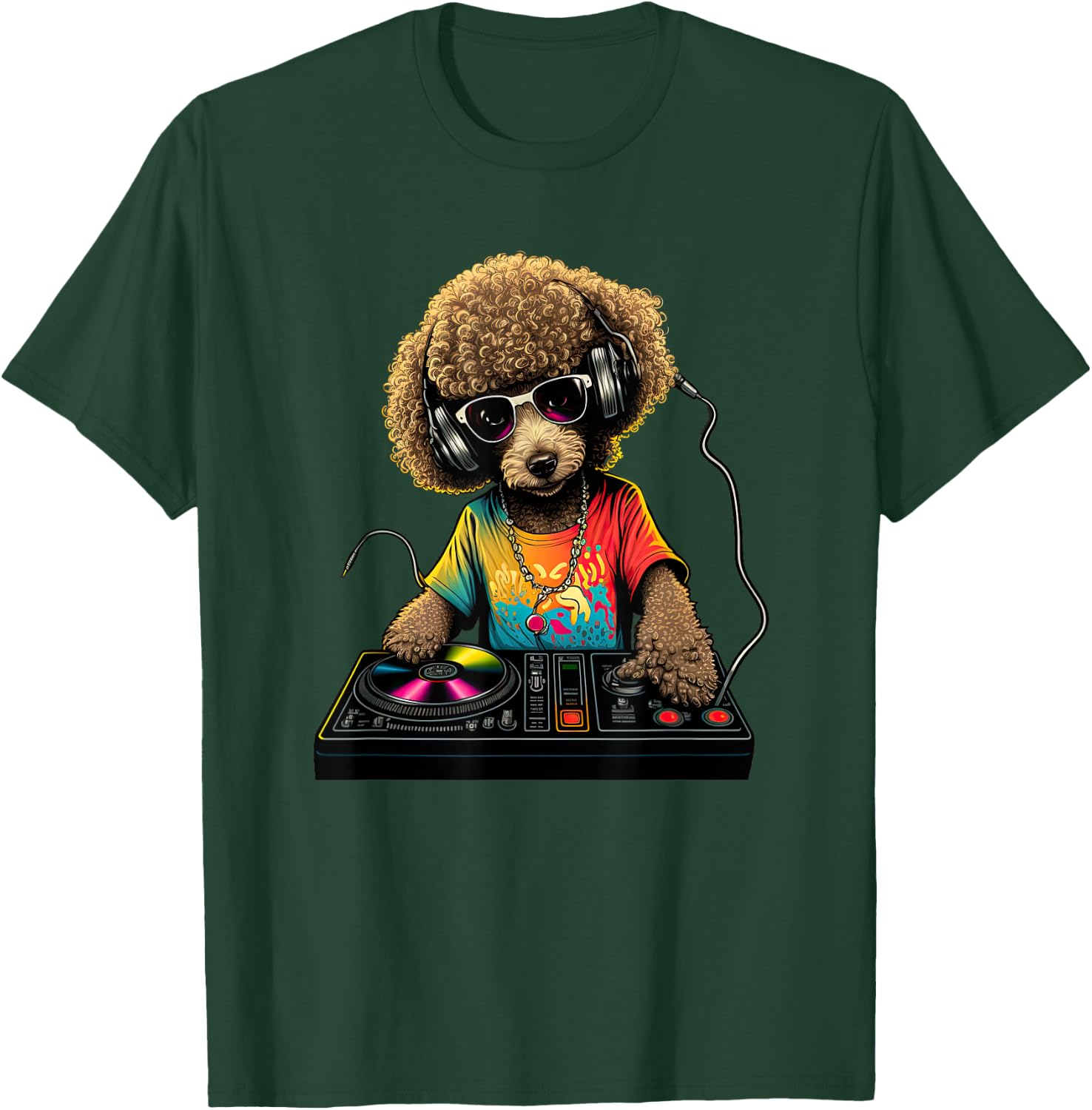 Funny Poodle Dog Miniature Poodle Toy Poodle DJ Electronic T-Shirt - T-Shirt | Forest