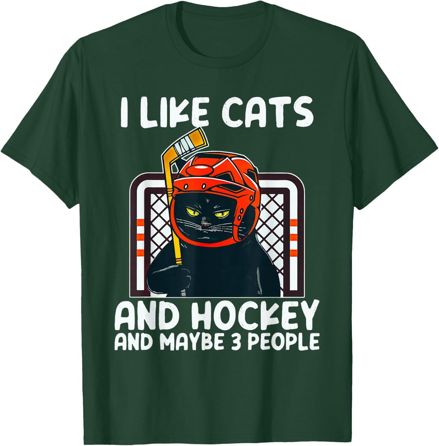 I Like Cats And Hockey And Maybe 3 People Black Catsc T-Shirt - T-Shirt | Forest