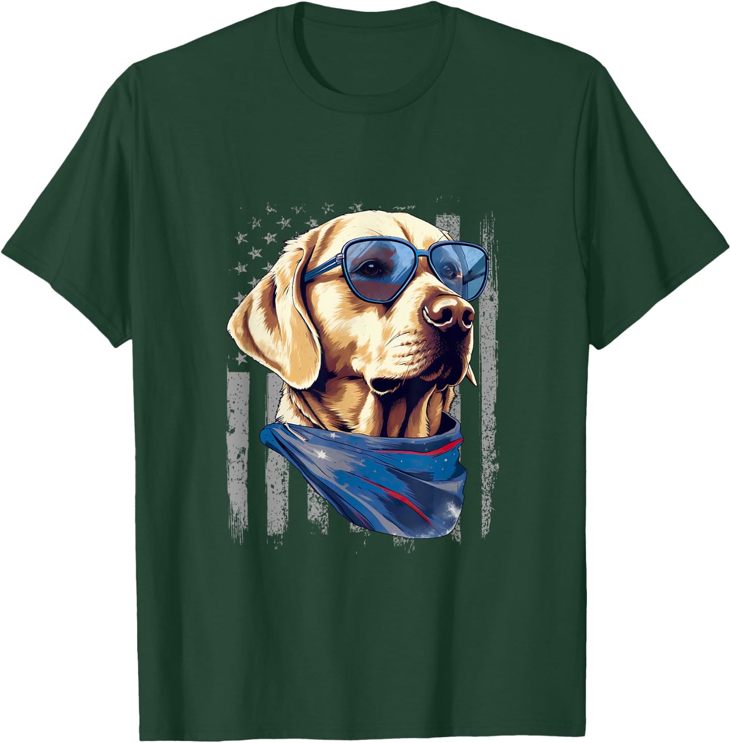 American Flag Yellow Labrador 4th Of July USA Yellow Lab T-Shirt - T-Shirt | Forest