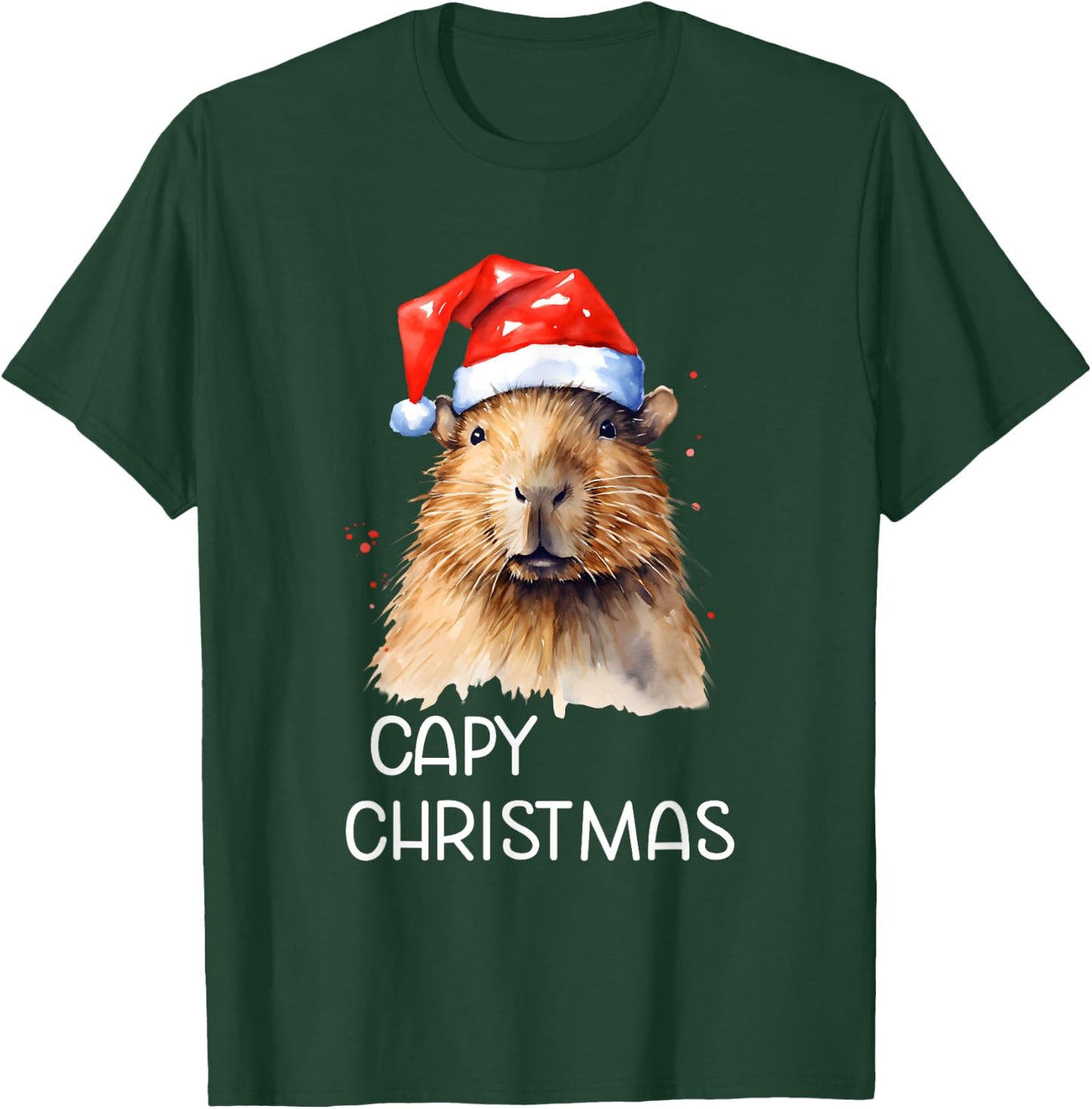 Capybara Capy Christmas Xmas Santa Hat Pajama Rodent Animal T-Shirt - T-Shirt | Forest