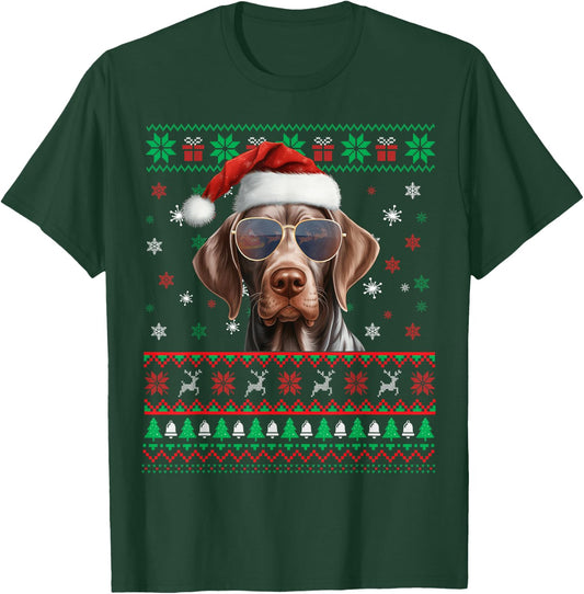 Christmas Pajama Matching German Shorthaired Pointer Xmas T-Shirt - T-Shirt | Forest