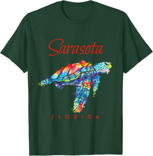 Sarasota Florida Watercolor Sea Turtle T-Shirt - T-Shirt | Forest