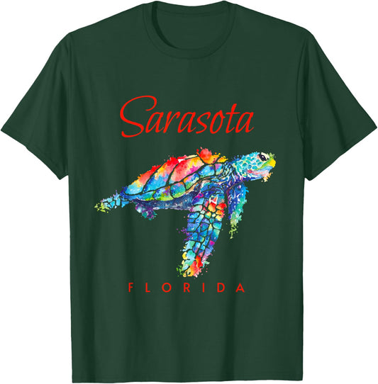 Sarasota Florida Watercolor Sea Turtle T-Shirt - T-Shirt | Forest