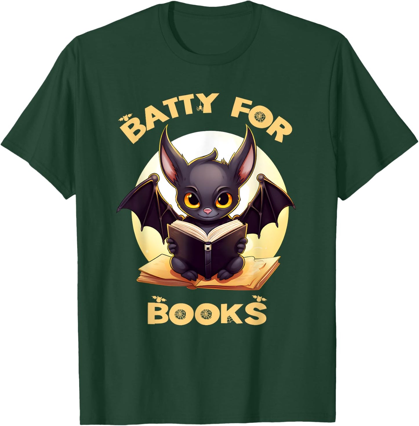 Batty Book Lover Teacher School Librarian Bookish Halloween T-Shirt - T-Shirt | Forest