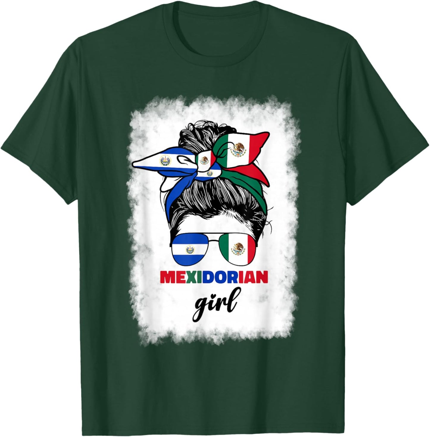Half Mexican And Salvadorian Mexico El Salvador Flag Girl T-Shirt - T-Shirt | Forest