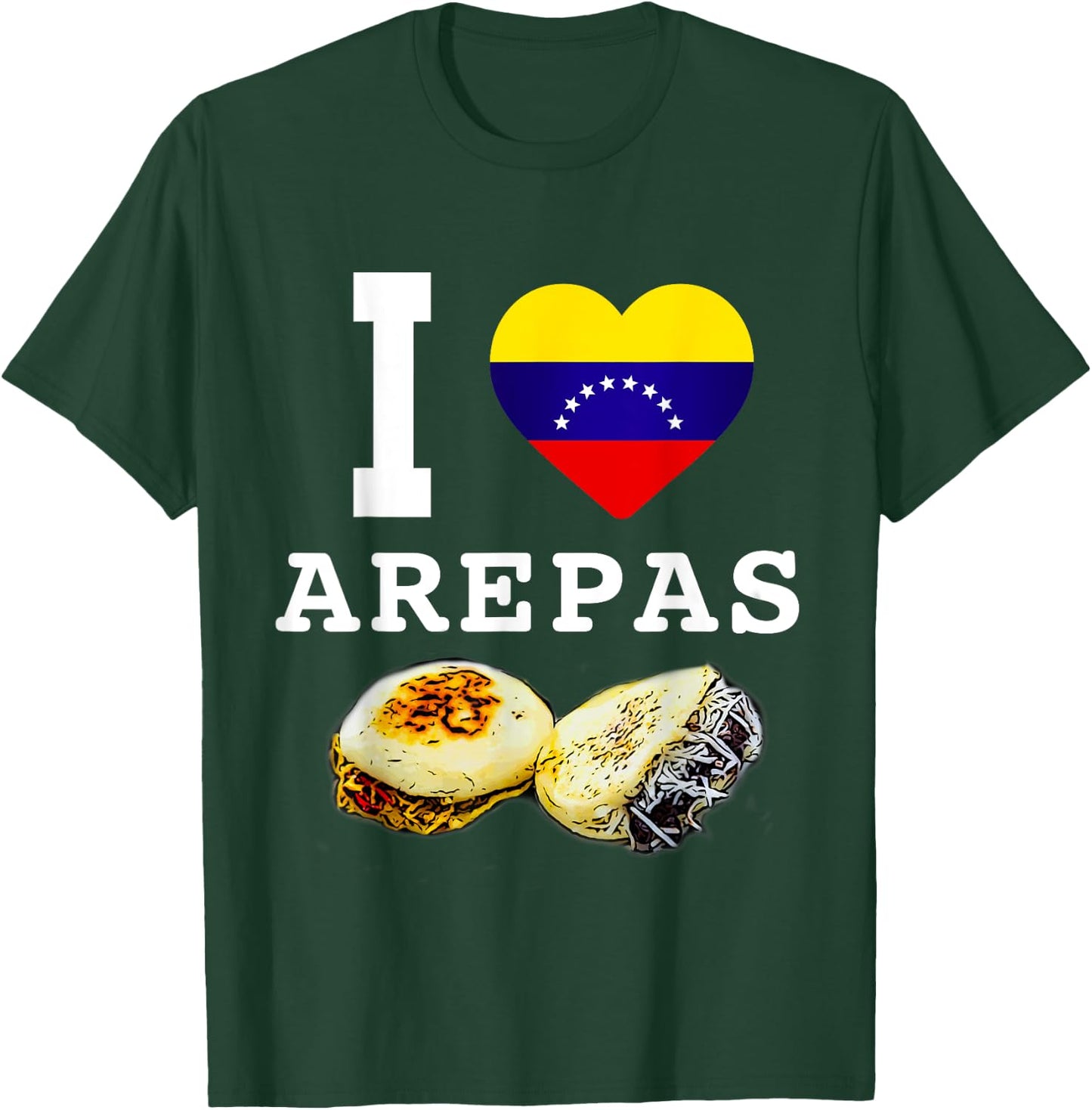 Funny Venezuela Food Flag Comida Venezolana I Love Arepas T-Shirt - T-Shirt | Forest