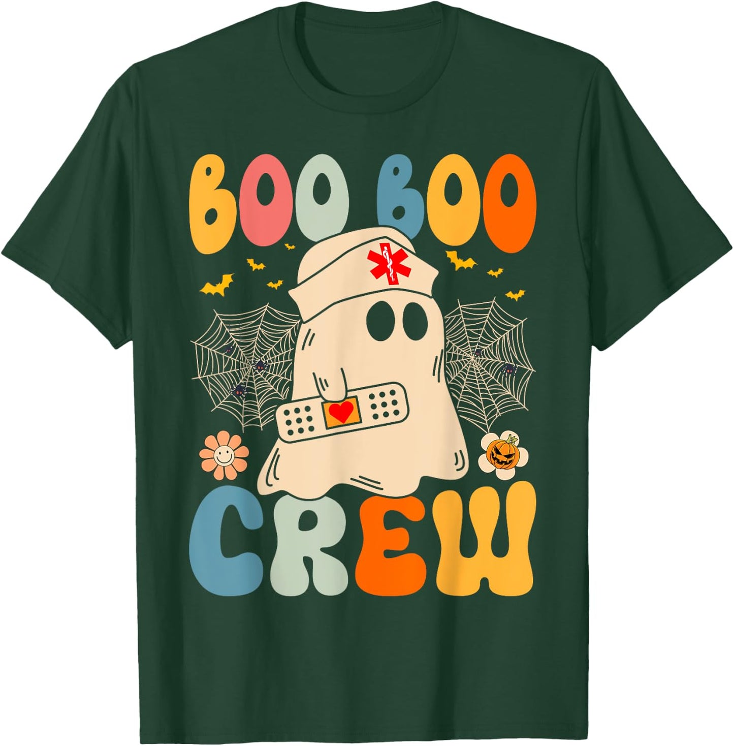 Groovy Boo Boo Crew Nurse Funny Ghost Halloween Nurse Women T-Shirt - T-Shirt | Forest