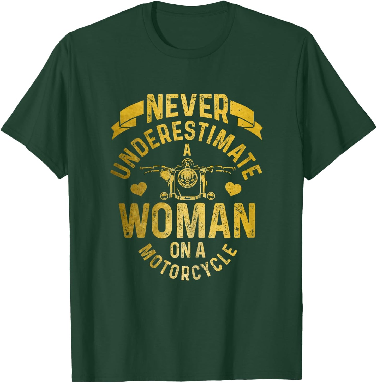 Never Underestimate A Woman Motorcycle Funny Biker Girl T-Shirt - T-Shirt | Forest